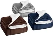 Mikinona Luxurious Pure Fleece Blanket Grey Double-Layered Pet Blanket for Super Soft Warm Bed Sheet