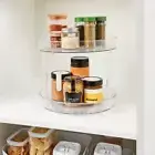 2 Tiers Clear Organizer Turntable Spice Rack Storage for Kitchen Jar Holder
