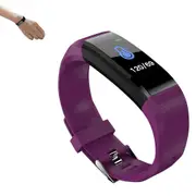 Bluetooth Smart Fitness Tracker Band Heart Rate Monitor Armband-Purple