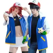 Adults Pokemon Ash Ketchum Cosplay Costume Jacket Gloves Hat Ball Party Outfits