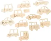 GLSTOY Newborn Milestone Sign 13pc Wooden Monthly Milestone Cards Baby Growth Announcements for Baby Shower