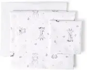 INTERBABY Pram Bed Sheet Set for Pram Koala in White Blue for Newborns 100% Cotton