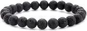 [Hamoery] Men Women 8mm Natural Stone Lava Rock Diffuser Bracelet Elastic Yoga Agate Beads Bracelet Bangle-21014