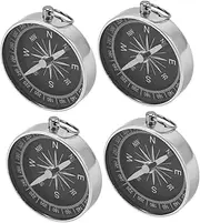 NULYLU 4pcs Keychain Compass Portable Aluminum Alloy Navigation Tool for Hiking Camping Travel Accurate Survival Gear Stylish Outdoor Pendant