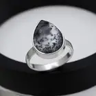 Handmade Pear Shaped 925 Sterling Silver Dendritic Opal Ring All Size