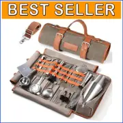 22-Pc Professional Bartending Kit in Chic Waxed Canvas Bag - Travel-Ready Tools
