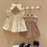 在飛比找蝦皮購物優惠-兒童套裝 女童套裝 兒童兩件式 韓版 無袖套裝 女童夏季套裝