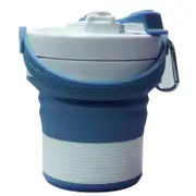 Silicone Folding Coffee Cup Sports Cup Travel Cup Office Retractable Cup with Straw BLUE COLOR