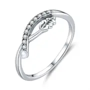 Silver plating Leaf Finger Rings for Women Paved Fashion Jewelry_8