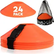 Soccer Cones for Training - (24, 50 & 100 Pcs) with Mesh Bag & Strap - Flexible