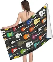 JBYJBX Color Acoustic and Guitars Print Beach Towel Quick Dry Sandproof Microfiber Beach Bath Towel for Travel Pool Camping