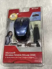 Microsoft Wireless Mobile Mouse 3000 Blue Model 1359 1051 PC Windows & Mac