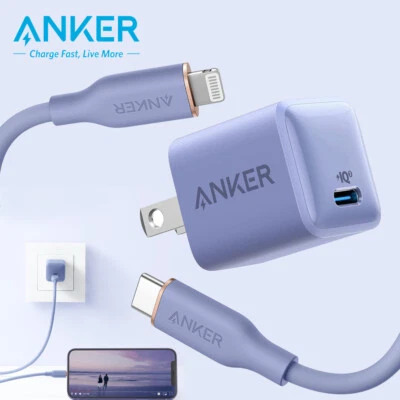 Anker 20W USB-C Nano Charger Silica Cable PD Charging for iPhone MFi-Certified