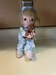 Precious Moments Applause 1986 Child with Teddy Bear Doll & Bear Nice with Tags