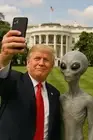 AI19 Donald Trump Taking Selfie with Alien Refrigerator Magnet Big 4 by 6 Inch