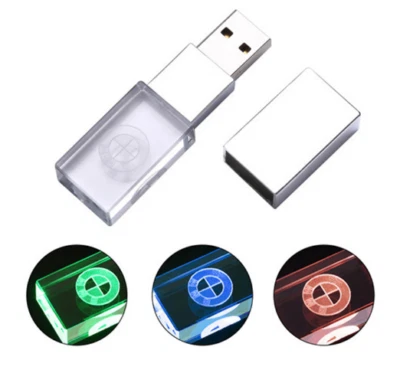 USB Flash Drive 2.0 Metal Stick Car Logo BMW Fan Lover Driver Gift LED Light