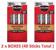 2 x BOXES Jack Link's Beef Sticks Original 100% Beef 6g Protein 0.92 Oz (40 Cnt
