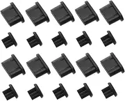 KALLORY 10Pairs Earphone Jack and Type C Dust Plugs for Phones and Laptops Black Protects Against Dirt Grime and Liquid Easy to Install and Remove