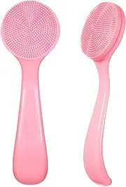 2 Pcs Silicone Manual Facial Cleansing Brush Waterproof Face Cleaning Scrubber Exfoliator Cleanser Soft Face Scrubber Exfoliating Brush for Blackheads Makeup Residues Removal(Pink)