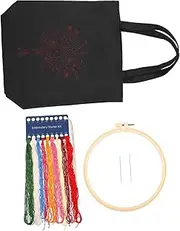 Operitacx DIY Hand Embroidery Canvas Tote Bag Kit Patterned Bag for Women Stylish Handbag with Shoulder Straps
