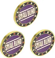 ibasenice 3pcs Big and Small Blinds Poker Cards Metal Poker Chips Gambling Tokens Poker Game Accessory Game Counting Chips Reward Supplies Iron Game Supplies Double Sided Purple
