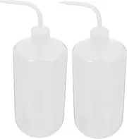 HEALEEP 2pcs Plastic Squeeze Watering Wash Bottle with Scale Labels and Bent Tip for Efficient Dispensing for Gardening and Laboratory Tasks