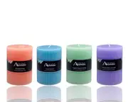 bulk 36 Scented Ripple Pillar Candle 4 Assorted 7x10cm