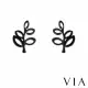 【VIA】白鋼耳釘 白鋼耳環 樹苗耳環/植物系列 小樹苗造型白鋼耳釘(黑色)
