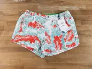 BOTTEGA VENETA white feather print nylon swim shorts Medium authentic designer
