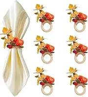Pumpkin Napkin Ring for Halloween | Maple Halloween Napkin Holder Napkin Rings,Fall Wooden Harvest Artificial Ring Holders for Party & Birthday