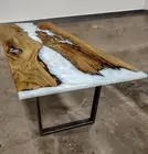 White Epoxy Resin Dining Table Top, Resin Center Office Desk Furniture Table Top