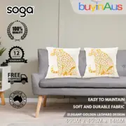 SOGA 2X 45cm Throw Pillow White Light Luxury with Golden Leopard Design