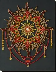 Bead embroidery kit Sun pattern needlework kit Art canvas beadwork pattern