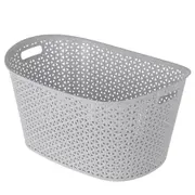 12 x PLASTIC WEAVE RATTAN LAUNDRY BASKET - Wicker Hamper Clothes Organiser Bin