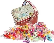 Soraco 100 Pack Multicolor Clips Quilter Clamps with Tin Box for Sewing