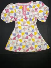 ASOS DESIGN mini skater dress with puff sleeves in pink patchwork floral Size 6