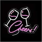 Sign Lamp Cheers Neon Sign Tall Glass LED Light Dimmable USB Powered For Business Pub Club Home Cocktail Party Bar Man Caves Decor 34cmx27.7cm