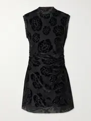 [SIR.] SIR. - Vittoria Ruched Devoré-velvet Mini Dress - Black - 1 1 Black