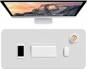 Hsurbtra Desk Pad, 30" x 14" PU Leather Desk Mat, XL Extended Mouse Pad, Waterproof Desk Blotter Protector, Ultra Thin Large Laptop Keyboard Mat, Non-Slip Desk Writing Pad for Office Home, Gray