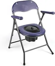 Z&y GLAa Folding Bedside Commode with Padded Seat and Bucket, Portable Toilet for Adults Commode Chair Comfortable Durable/Blue
