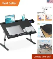 Laptop Stand for Bed, Adjustable Leather Bed Desk with Foldable Legs, X-Large...