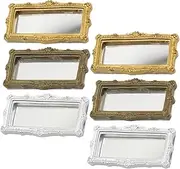 6pcs Resin Miniature Mirrors Doll House Miniature Furniture Dollhouse Decor Mini Mirrors for Boys and Girls Doll House Accessories