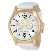 Invicta 12174 Men's Specialty Silver Tone Dial White Leather Strap Quartz Watch
