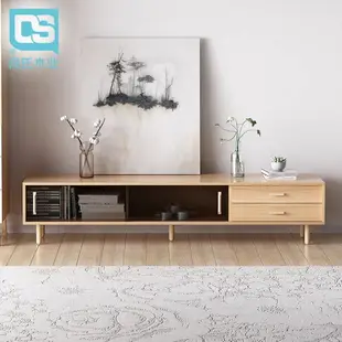 ins北歐實木電視櫃茶幾套裝組合小戶型日式家具簡約現代客廳機櫃