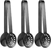 Tea Bag Squeezer (3-Pack), Stainless Steel Round Tea Bag Tongs, Tea Bag Strainer Clips Kitchen Bar Tools for Herb and Sugar Ice Cube, Tea Bag Gripper Picker Clamp (Black)