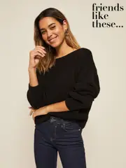 Friends Like These Black Off The Shoulder Jumper (AH9527) | $81