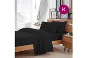 King Size Black Color Poly Cotton Fitted Sheet Flat Sheet Pillowcase Sheet Set