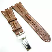 28mm Brown Calf Leather Band 18mm Clasp Strap for AP Royal Oak Offshore 42 Watch