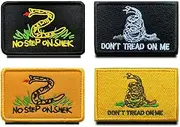[Zcketo] 4 Pack Gadsden Don't Tread On Me & No Step On Snek Funny Meme Patch Full Embroidery Tactical Snake Pride Flag Patch Hook and Loop for Clothes Uniform Hat Backpacks Vest Team Work Travel