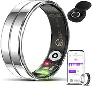 Health Ring Smart Ring for Men Women Silver Fitness Ring Android iOS Fitness Tracker, Pedometer, Step Counter - Waterproof Curved Smart Ring for Men and Women (11)
